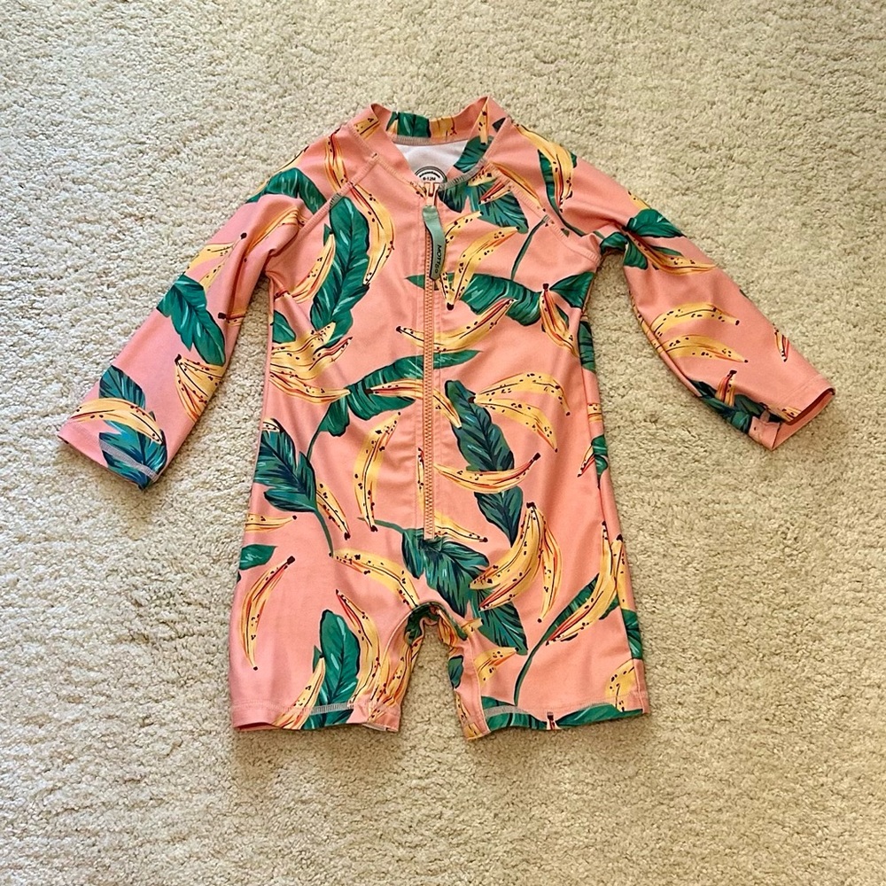 Mott50 Baby Swimsuit Rashguard in Pink and Green UPF50